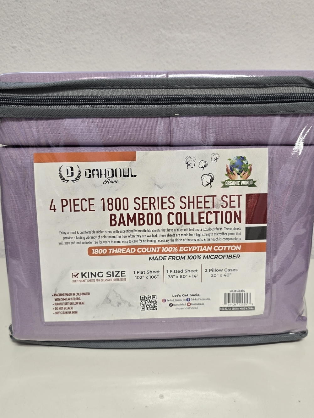 DAHDOUL 4 Piece Bamboo 1800 Bed Sheet Set King Size